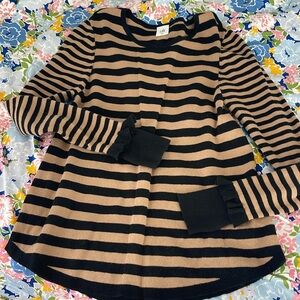 CABI!! brown and black stripe sweater. so many fun details! EUC XL